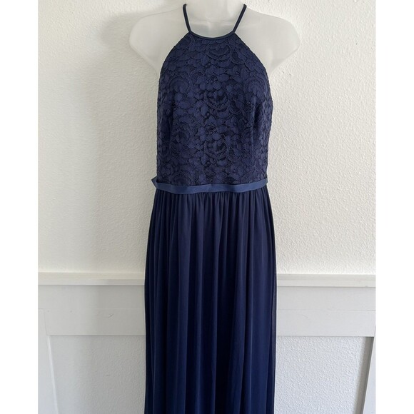 davids bridal Dresses & Skirts - David’s Bridal Size 14 Marine Blue Bridesmaid Prom Dress Lace Mesh Open Back